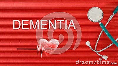 DEMENTIA concept with stethoscope and heart shape Stock Photo