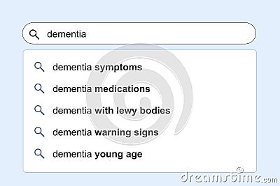 Dementia mental health search results Vector Illustration