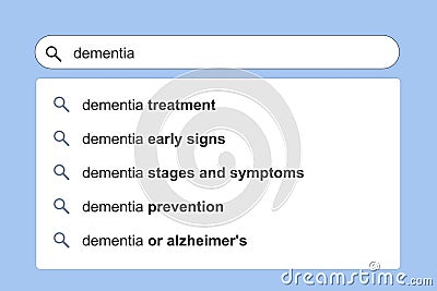 Dementia topics search results Vector Illustration