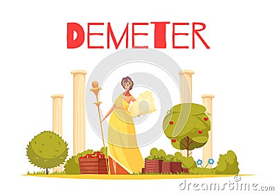 Demeter Cartoon Composition Vector Illustration