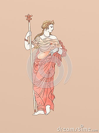 Demeter with Scepter based on ancient greek ceramics Stock Photo