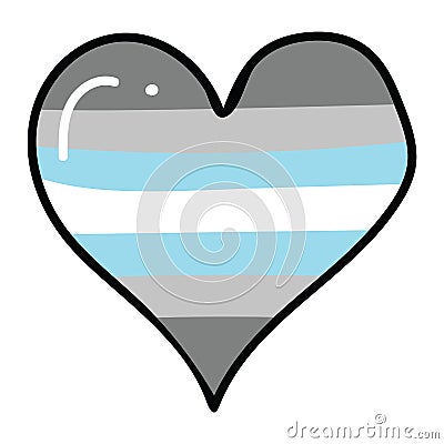 Cute demi boy heart cartoon illustration motif set. LGBTQ diversity love elements for pride blog. Trans graphic for summer Cartoon Illustration