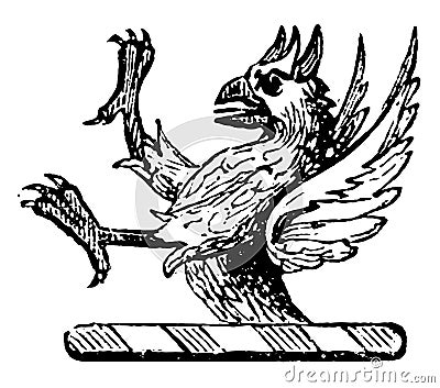 Demi-Griffin Crest is used to express the horns, vintage engraving Vector Illustration