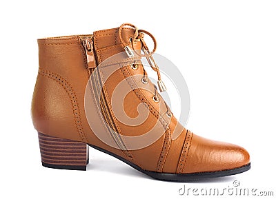 Demi-season brown female boot isolated Stock Photo