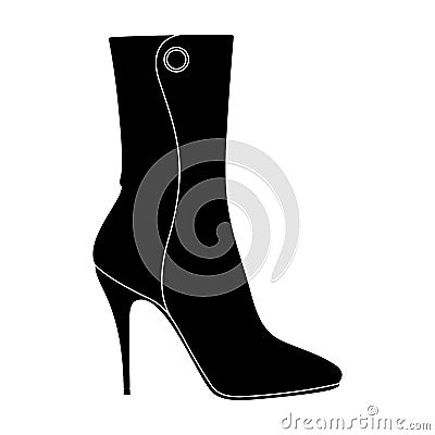 Demi tall womens boots high heel.Different shoes single icon in black style vector symbol stock illustration. Vector Illustration