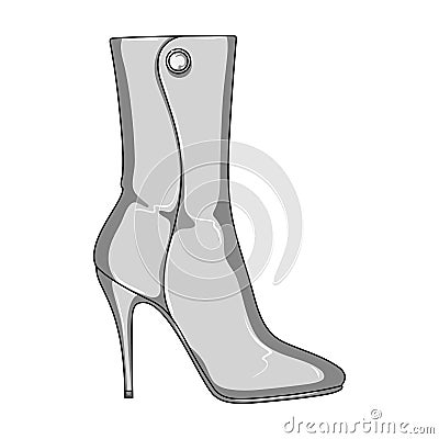 Demi tall womens boots high heel.Different shoes single icon in monochrome style vector symbol stock illustration. Vector Illustration