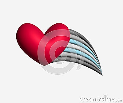 Demiboy 3d flying heart comet with LGBTQ+ sexual identity pride flag. Pride concept. Rainbow heart Stock Photo