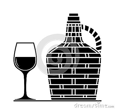 Demijohn and wine glass Stock Photo