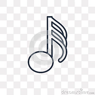 Demisemiquaver vector icon isolated on transparent background, l Vector Illustration