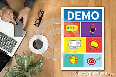 DEMO Demo Preview Ideal Trial Ideal and Demo Preview Stock Photo