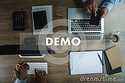 DEMO Demo Preview Ideal. test Demo Preview Trailer Stock Photo