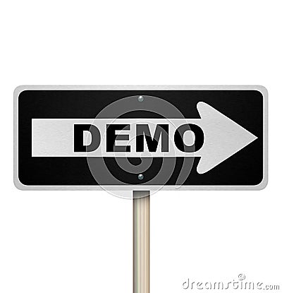 Demo Product Demonstration Road Sign Service Example Stock Photo