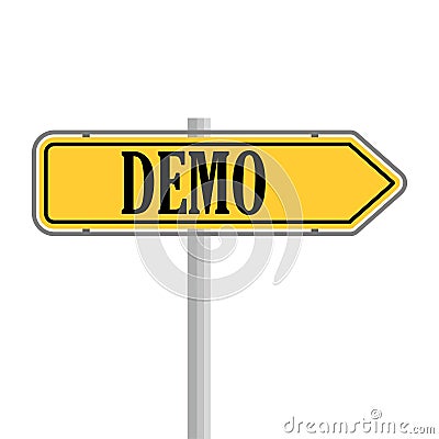 Demo Product Demonstration Road Sign Service Example Vector Illustration