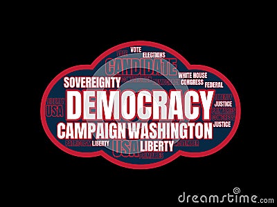 Democracy - Covid-19 - Image, Illustration with words related to the corona virus Stock Photo