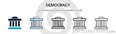 Democracy icon in filled, thin line, outline and stroke style. Vector illustration of two colored and black democracy vector icons Vector Illustration