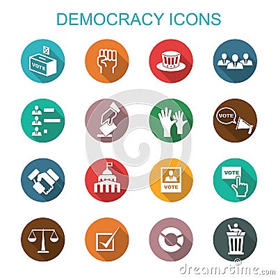 Democracy long shadow icons Stock Photo