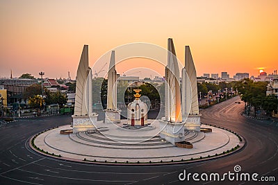 Democracy Monument at dusk Stock Photo