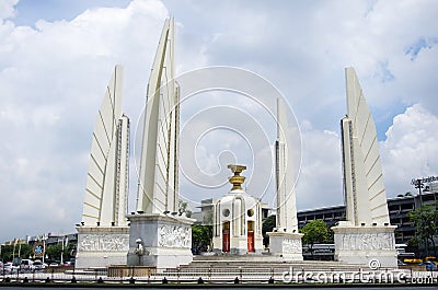 Democracy Monument is a public monument in the centre of Bangkok, capital of Thailand Editorial Stock Photo
