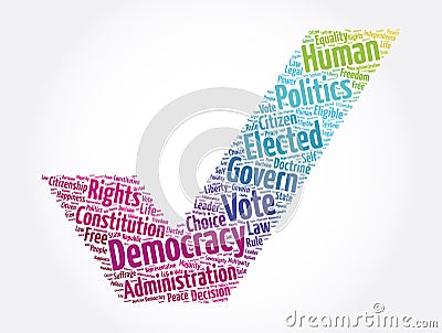 Democracy word cloud collage, concept background Stock Photo