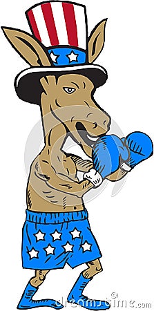 Democrat Donkey Boxer Mascot Cartoon Editorial Stock Photo