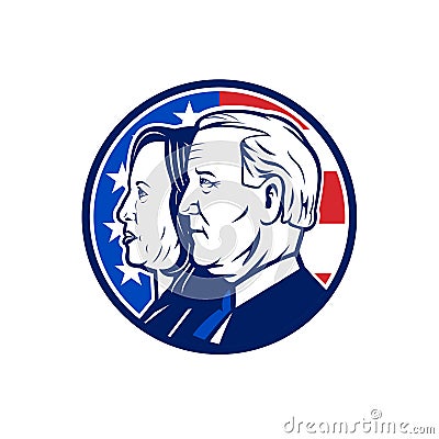 Democrat Joe Biden and Kamala Harris Presidential Election 2020 Retro Vector Illustration