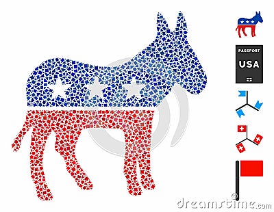 Democratic donkey Mosaic Icon of Joggly Elements Vector Illustration