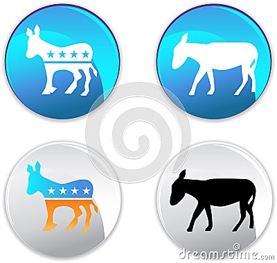 Democratic Party Buttons Vector Illustration