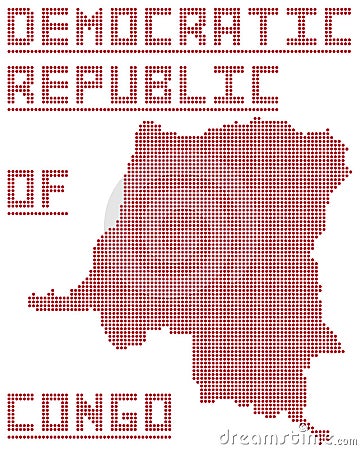 Democratic Republic Of Congo Africa Dot Map Stock Photo