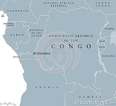 Democratic Republic of the Congo political map Vector Illustration