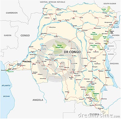 Democratic republic of the congo road vector map Kopie Vector Illustration