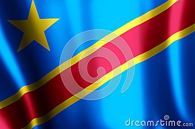 Democratic republic of congo colorful waving and closeup flag illustration Cartoon Illustration