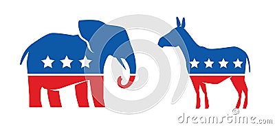 Democratic and Republican political symbols. Election, voting vector illustration Vector Illustration