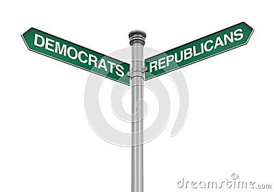 Democrats Republicans Direction Sign Stock Photo