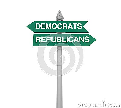 Democrats Republicans Direction Sign Stock Photo