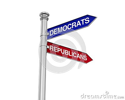 Democrats Republicans Direction Sign Stock Photo