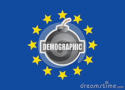 Demographic bomb or threat in eu Vector Illustration