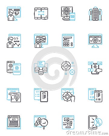 Demographic profiling linear icons set. Age, Gender, Income, Education, Occupation, Family, Marital status line vector Vector Illustration