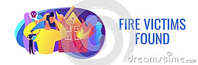 Fire consequences concept banner header. Vector Illustration