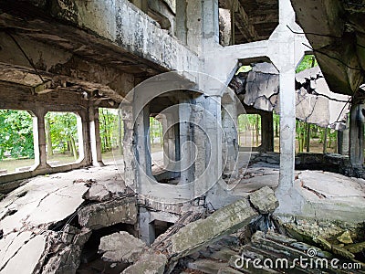 Demolished Westerplatte barracks Stock Photo