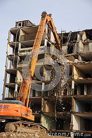 Demolition of an apartment block Editorial Stock Photo