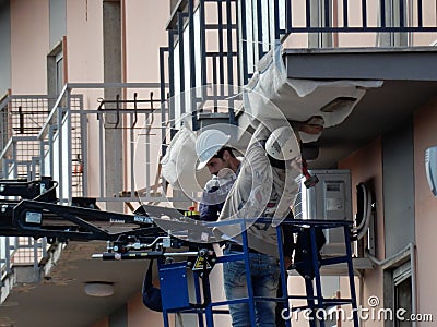 Demolition of cornices Editorial Stock Photo