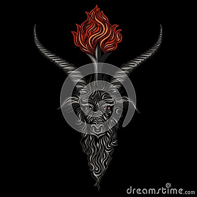 Demon Baphomet. Satanic symbol. Vector illustration Cartoon Illustration