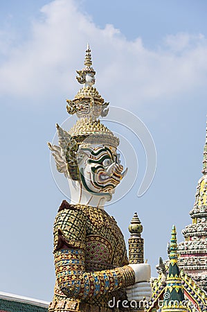 Demon guardian in Wat Phra Kaeo Editorial Stock Photo