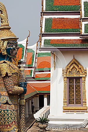 Demon Guardian in Wat Phra Kaew Grand Palace Bangkok Stock Photo