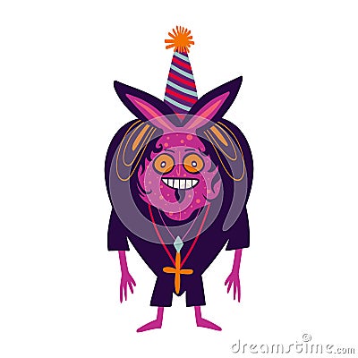 Demon priest with a creepy face. vibrant Halloween character. Illustration in cartoon style Vector Illustration