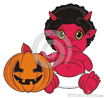 Demon and pumpkin Stock Photo