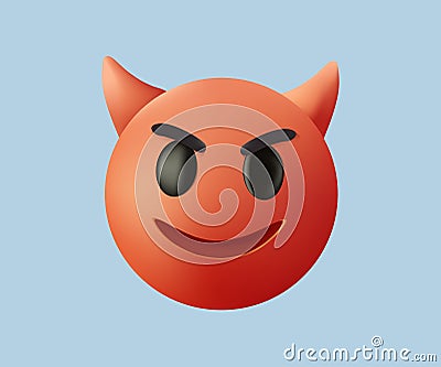 Demon smileys vector. Bad devil smiley face or red emoticons with facial expressions and emotion like happy, angry. Vector Illustration