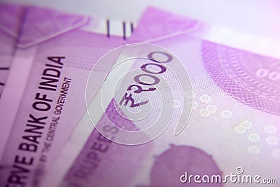 New Indian 2000 rupee currency notes Stock Photo