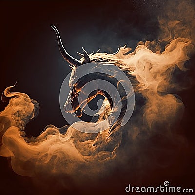 Demonic character surrounded by smoke. Ai generated. Stock Photo