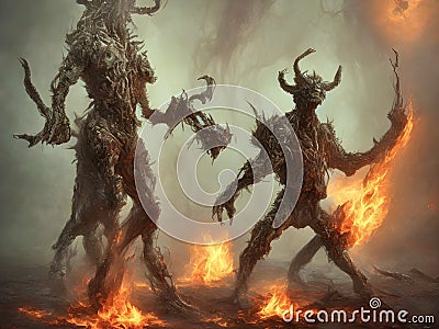 demonic monsters fro the burning hell fires Stock Photo